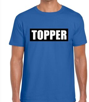 Topper  in kader shirt heren blauw  / Blauw Topper t-shirt heren L