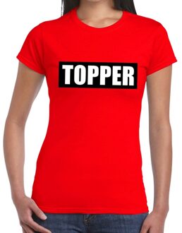 Topper t-shirt rood dames - tekst t-shirt Topper in zwarte balk - dames L