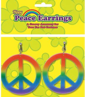 Toppers Carnaval Sixties/Hippie/Flower Power Peace oorbellen - Verkleedsieraden Multikleur