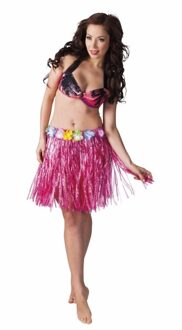 Toppers - Hawaii verkleed rokje roze 45 cm voor dames - One size