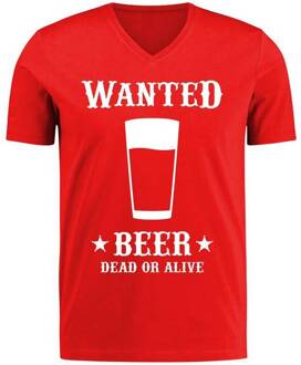 Toppers T-shirt Wanted beer man Rood - Zalm