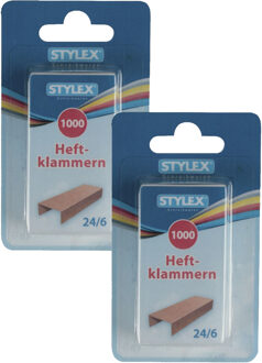 Toppoint Nietjes - 2000x stuks - 24/6 - koper kleur - kantoor benodigdheden