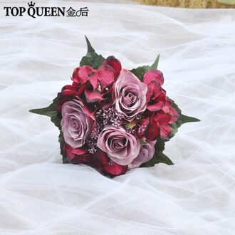 Topqueen F20 Bruidsboeket Pioen Boeket Bourgondië Bloem Bruidsmeisjes Decoratie Bloemen Real Touch Boeket Rode Bloemen Mariage