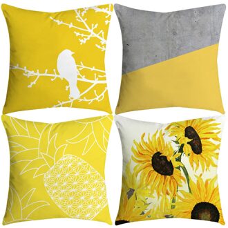 Tops Geel Ananas Blad Gedrukt Kussensloop Bank Car Kussens Home Decor Woonkamer Decoratie Sofa Gooi Kussens Cover