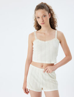 TOPS Ronde kraag Mouwloos Tanktop Ecru