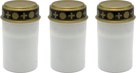 Topten Grafkaars/gedenklicht - 3x - LED licht - wit - D6,8 x 12,3 cm