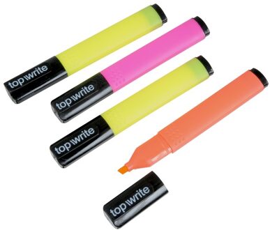 TOPWRITE Markeerstiften neon kleure set van 4 Multi