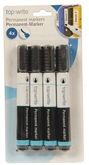 TOPWRITE Markers - zwart - 12x stuks - permanent stiften - Voor papier/karton