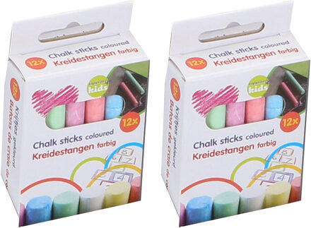 TOPWRITE Schoolbord krijtjes - 4x - pakje van 12x stuks - multi kleuren - speelgoed