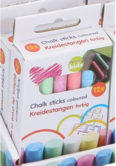 TOPWRITE Schoolbord krijtjes - pakje van 12x stuks - multi kleuren - Schoolbordkrijtjes Multikleur