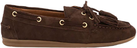 TORAL Suède loafer met fringes Shima  bruin - 37,38,39,40,41,