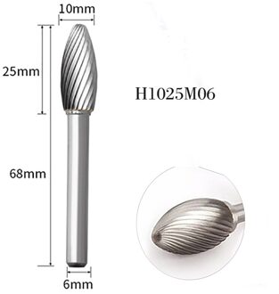 Torch Shape Roterende Bestand Houtsnijwerk Tool 1Pcs Frees Tungsten Staal Carbide Slijpen Hoofd H-Type Roterende boor Sterven Grind H1025M06