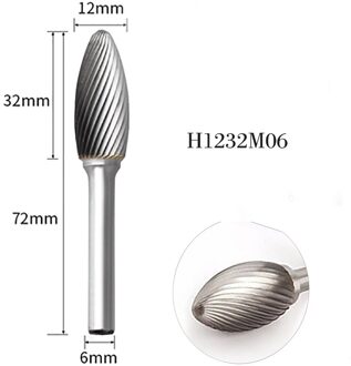 Torch Shape Roterende Bestand Houtsnijwerk Tool 1Pcs Frees Tungsten Staal Carbide Slijpen Hoofd H-Type Roterende boor Sterven Grind H1232M06