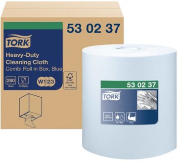 TORK Reinigingsdoek tork w1-w2-w3 premium heavy-duty 1-laags 280 vel blauw 530237