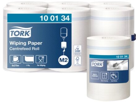 TORK Wiping Paper - Poetsrol M2 - 1-laags - 100134 - 6  rollen