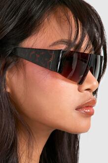 Tortoise Visor Style Sunglasses, Brown - ONE SIZE