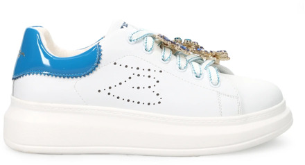 Tosca Blu Witte leren instap sneakers met strass detail Tosca Blu , White , Dames - 37 Eu,39 EU