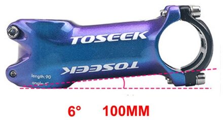 Toseek Mtb Road Fiets Blauw-Paars Gradiënt Stem Moutain Fiets Stuurpen 6/17 Graden Fietsstuur 31.8Mm Stuurpen fiets Onderdelen 6 mate 100MM