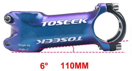 Toseek Mtb Road Fiets Blauw-Paars Gradiënt Stem Moutain Fiets Stuurpen 6/17 Graden Fietsstuur 31.8Mm Stuurpen fiets Onderdelen 6 mate 110MM