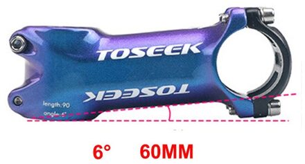 Toseek Mtb Road Fiets Blauw-Paars Gradiënt Stem Moutain Fiets Stuurpen 6/17 Graden Fietsstuur 31.8Mm Stuurpen fiets Onderdelen 6 mate 60MM