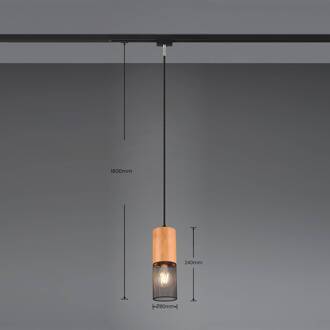 Tosh track light voor DUOline, zwart, houtdetail, E27 zwart, houtkleurig