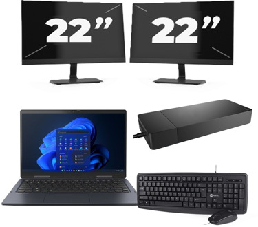 Toshiba Portege X30W-J-10C - Intel Core i5-11e Generatie - 13 inch - 16GB RAM - 256GB SSD - Windows 11 Home + 2x 22 inch Monitor