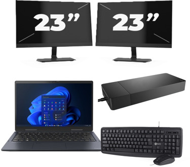 Toshiba Portege X30W-J-10C - Intel Core i5-11e Generatie - 13 inch - 16GB RAM - 256GB SSD - Windows 11 Home + 2x 23 inch Monitor