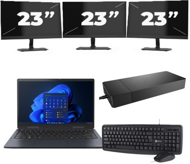 Toshiba Portege X30W-J-10C - Intel Core i5-11e Generatie - 13 inch - 16GB RAM - 256GB SSD - Windows 11 Home + 3x 23 inch Monitor