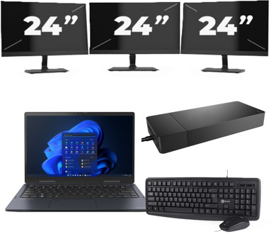 Toshiba Portege X30W-J-10C - Intel Core i5-11e Generatie - 13 inch - 16GB RAM - 256GB SSD - Windows 11 Home + 3x 24 inch Monitor