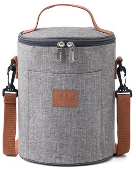 Tote Ronde Isoleren Lunch Tas Vrouwen Student Lunchbox Bento Thermo Tas Kantoor School Picknick Koeltas Bolso grijs midden- Size