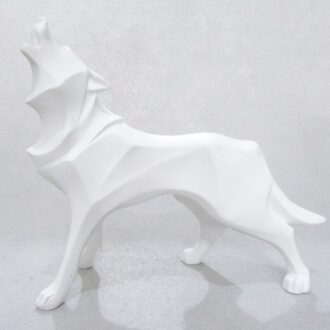 Totem Wolf Hond Hars Standbeeld Moderne Abstracte Ice Wolf Animal Decor Ornament Animal Model Sculptuur Craft L3261 wit