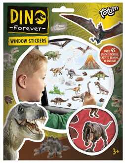 Totum Auto raamstickers - 45 stuks - dinosaurus thema - voor kinderen - Raamstickers