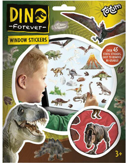 Totum Auto raamstickers - 45x stuks - dinosaurus thema - voor kinderen Multi