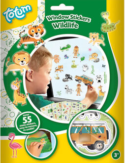 Totum Auto raamstickers - 55 stuks - jungle/wildlife thema - voor kinderen Multi