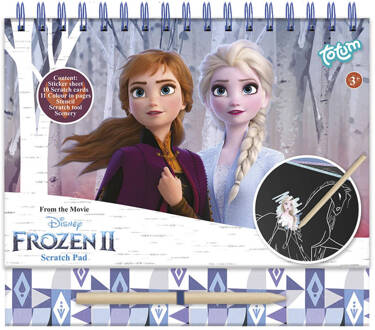 Totum Disney Frozen 2 - Totum kras- en kleurboek - 10 pagina's, sjabloon, stickers - harde kaft, ringband, luxe glitterkaarten - 21 x 23,5 cm