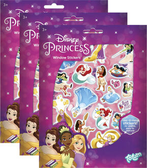 Totum Disney Princess auto raamstickers - 135x stuks - prinsessen thema - voor kinderen