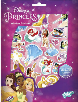 Totum Disney Princess auto raamstickers - 45 stuks - prinsessen thema - voor kinderen - Raamstickers Multikleur