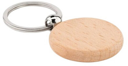 Toty houten ronde sleutelhanger - maat One size Bruin/groen