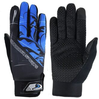 Touch Screen Handschoenen Mannen Volledige Vinger Antislip Guante Vrouwen Sport Fitness Print Brief Rijden Mitten Guante Luvas blauw