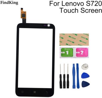 Touch Screen Voor Glas Voor Lenovo S720 S 720 Touch Screen Touch Panel Digitizer Glas Tools Gratis Lijm + Doekjes zwart met Tools