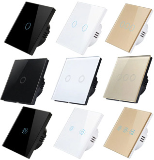 touch switch 1 way with Tempered glass panel AC 110V 220V wall light switch EU standard