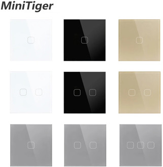 Touch Switch EU/UK standard White Crystal Glass Panel Touch Switch, AC220V,1/2/3 Gang 1 Way, EU Light Wall Touch Screen Switch