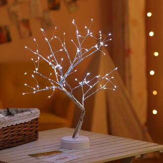 Touch Usb Nachtlampje Mini Kerstboom Wire Garland Led Nachtlampje Voor Thuis Slaapkamer Bruiloft Bar Kerst Decoratie 108 LEDs whte licht