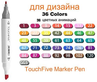 Touchfive Markers Voor Tekening 30/40/60/80/168 Kleuren Alcohol Gebaseerde Kunst Marker Dual Tip Borstel Pen manga Belettering Kalligrafie Pen 36 kleuren wit body