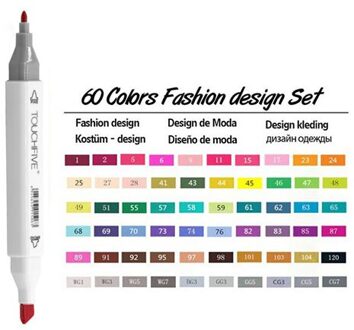Touchfive Markers Voor Tekening 30/40/60/80/168 Kleuren Alcohol Gebaseerde Kunst Marker Dual Tip Borstel Pen manga Belettering Kalligrafie Pen 60 kleuren fashion
