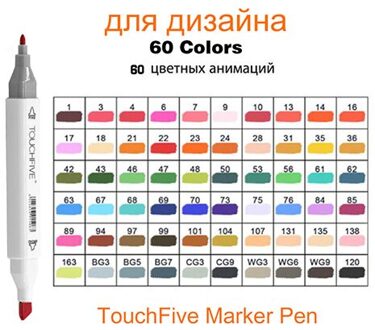 Touchfive Markers Voor Tekening 30/40/60/80/168 Kleuren Alcohol Gebaseerde Kunst Marker Dual Tip Borstel Pen manga Belettering Kalligrafie Pen 60 kleuren wit body