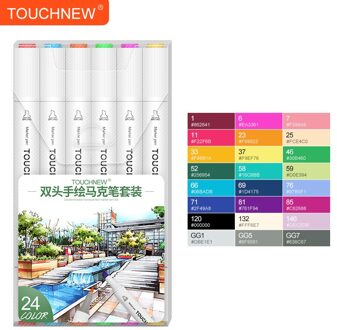Touchnew 6/12/24/30/40 Kleuren Alcohol Art Markers Dubbele Tips 1Mm-6Mm Sketch Marker Voor Kids Volwassenen Kleuring 24 kleuren