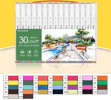 Touchnew 6/12/24/30/40 Kleuren Alcohol Art Markers Dubbele Tips 1Mm-6Mm Sketch Marker Voor Kids Volwassenen Kleuring 30 Student reeks