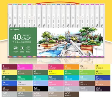 Touchnew 6/12/24/30/40 Kleuren Alcohol Art Markers Dubbele Tips 1Mm-6Mm Sketch Marker Voor Kids Volwassenen Kleuring 40 animation reeks