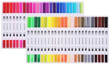 Touchnew Dual Tip Borstel Marker Pennen Fineliner Pennen Aquarel Tekening Marker Voor Colouring 48 kleuren